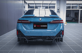 BMW 5 Series 530 540 (with M-package bumper, does not fit base model) & i5 e/x Drive40 (with M-package bumper, does not fit base model) M60 G60 G61 2024-ON with Aftermarket Parts - MP Style Rear Diffuser (Quad Exhaust Tips Included) Pre-preg Carbon Fiber from TAKD Carbon